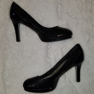 Black sequined Tahari heels